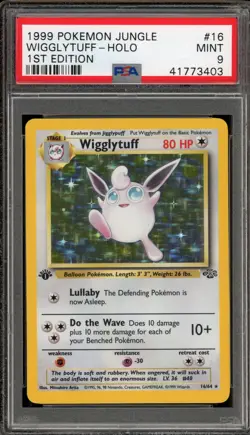 Pokemon Wigglytuff Jungle 1st Edition Holo Rare #16 PSA 9 Mint - Image 1