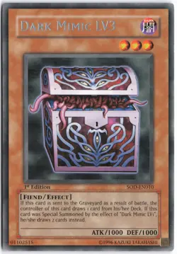 Yugioh - Dark Mimic LV3 SOD-EN010 1st Edition - Soul of the Duelist - Image 1