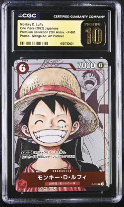 2022 ONE PIECE JPN MANGA ALTERNATE ART#P-001 MONKEY D. LUFFY CGC 10 PRISTINE - Image 1