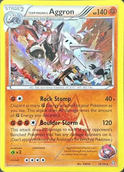 Team Magma's Aggron 14/34 Holo Rare Double Crisis Pokemon Lightly Played - Image 2