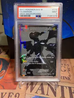 2011 Pokemon B&W Full Art Zekrom #114 Gray Background PSA 9 Mint Black White - Image 1