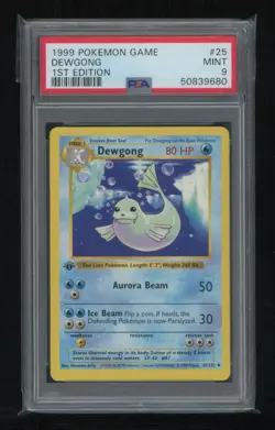 POKEMON 1st Edition Shadowless Base Set DEWGONG 25/102 Uncommon PSA 9 MINT - Image 1
