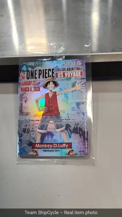 One Piece X College Basketball US Voyage Luffy Promo Card SHIPS I G1N - Image 2