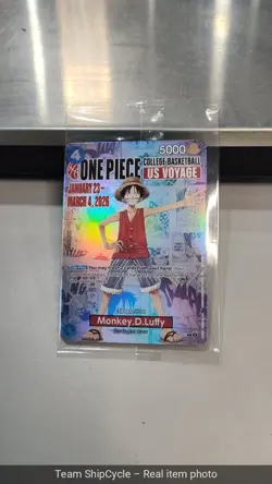 One Piece X College Basketball US Voyage Luffy Promo Card SHIPS I G1N - Image 3