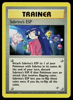 Pokemon Card Gym Heroes Sabrina's ESP 117/132 Unlimited Uncommon - Image 1