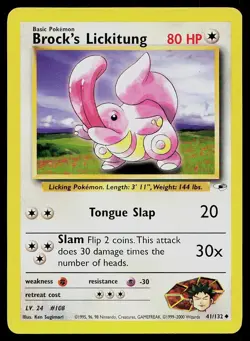 Pokemon Card Gym Heroes Brock's Lickitung 41/132 Unlimited Uncommon - Image 1