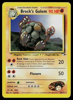 Pokemon Card Gym Heroes Brock's Golem 20/132 Unlimited Rare - Image 1