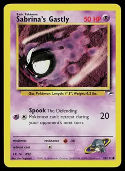 Pokemon Card Gym Heroes Sabrina's Gastly 93/132 Unlimited Common - Image 1