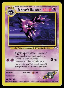 Pokemon Card Gym Heroes Sabrina's Haunter 58/132 Unlimited Uncommon - Image 1