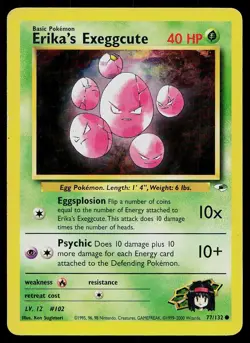 Pokemon Card Gym Heroes Erika's Exeggcute 77/132 Unlimited Common - Image 1
