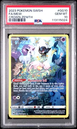 2023 POKEMON SWORD & SHIELD CROWN ZENITH #GG10 FULL ART/MEW PSA 10 - Image 1