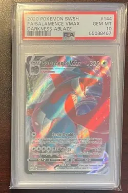 2020 Pokemon Sword Shield Darkness Ablaze Salamence Vmax 144 FA PSA 10 Gem Mint - Image 1