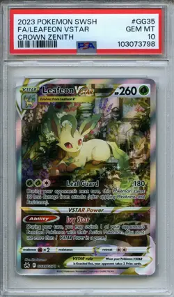 2023 Pokemon Sword & Shield Crown Zenith Leafeon VSTAR Full Art GG35/GG70 PSA 10 - Image 1