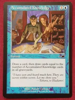 Magic The Gathering NEMESIS ACCUMULATED KNOWLEDGE blue card MTG - Image 1