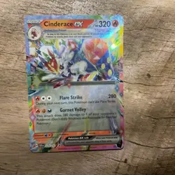 Pokemon TCG Stellar Crown Cinderace EX Double Rare Holo Card 028/142 - Image 1