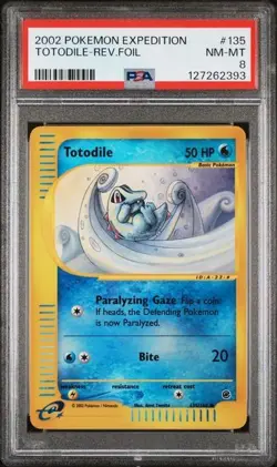 PSA 8 Totodile 135/165 Reverse Foil Expedition E Series 2002 Pokemon Card NM-MT - Image 1