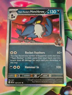 Pokemon TCG Team Rocket's Honchkrow Holo Rare 127/217 NM - Image 1