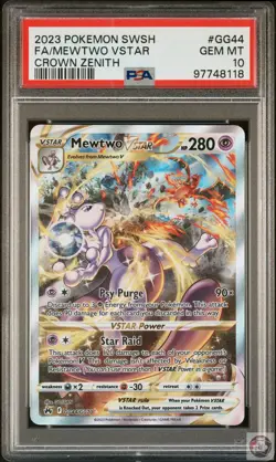 Mewtwo Vstar GG44/GG70 Sword Shield Crown Zenith Pokemon PSA 10 - Image 1