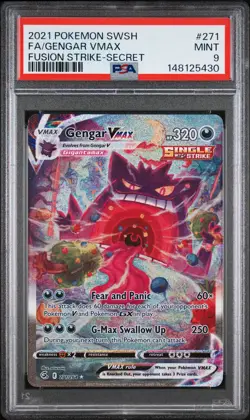 2021 POKEMON SWORD & SHIELD FUSION STRIKE SECRET #271 FULL ART/GENGAR VMAX PSA 9 - Image 1