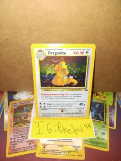 Pokemon 1999 Fossil Dragonite Holo Unlimited #4 HP Visible Sliver Wear - Image 1