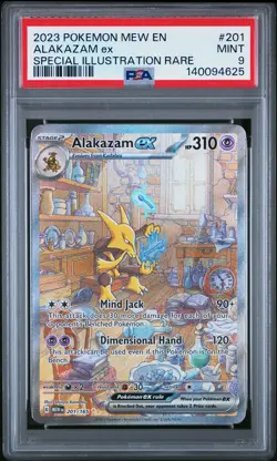 2023 POKEMON MEW EN-151 SPECIAL ILLUSTRATION RARE #201 ALAKAZAM EX PSA 9 - Image 1
