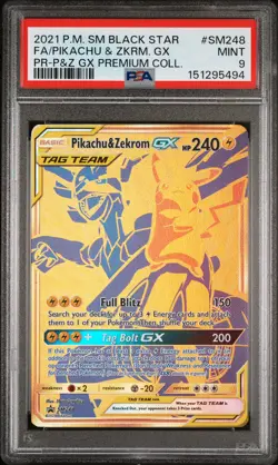 2021 POKEMON SM BLACK STAR PROMO #SM248 FULL ART/PIKACHU & ZEKROM GX PSA 9 - Image 1