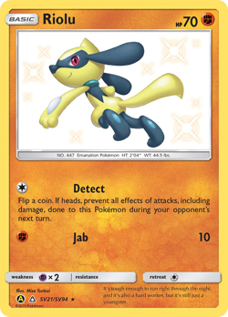 Riolu SV21/SV94 Shiny Rare Hidden Fates Shiny Vault Pokemon Near Mint - Image 1