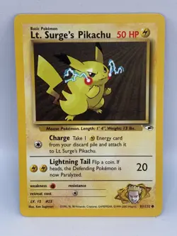 Pokemon Lt. Surge’s Pikachu 81/132 Gym Heroes Vintage 2000 NM - Image 1