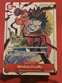 One Piece TCG Monkey D. Luffy 3rd Anniversary Promo Alt Art ST01-012 - Image 1