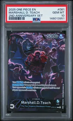 2025 ONE PIECE OP09 081 MARSHALL D TEACH ENGLISH 2ND ANNIVERSARY SET PSA 10 - Image 1