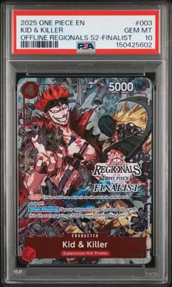 2025 ONE PIECE OFFLINE REGIONALS FINALIST #003 KID & KILLER PROMO PSA 10 - Image 1