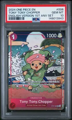 2024 ONE PIECE ST01 #006 TONY TONY CHOPPER ENGLISH 1ST ANNIVERSARY SET PSA 10 - Image 1