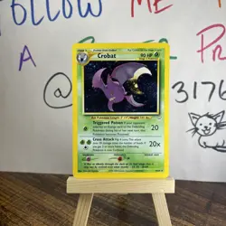 Crobat 4/64 w/ Double Holo Error - Pokemon Neo Revelation Rare Card - LP - Image 1