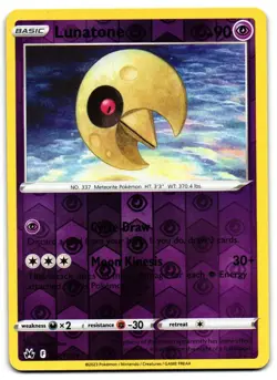 Lunatone 062/159 - Crown Zenith Uncommon Pokemon TCG Reverse Holo - M/LP Card - Image 1