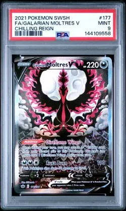 PSA 9 GALARIAN MOLTRES V 177 CHILLING REIGN ALT ART SWORD & SHIELD POKEMON MINT - Image 1