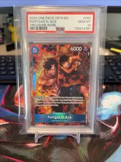 2025 ONE PIECE OP10-ROYAL BLOOD TREASURE RARE #052 PORTGAS D. ACE PSA 10 - Image 1