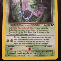 Dark Golbat 7/82 Team Rocket Holo Rare WOTC Pokemon Card HP - Image 3