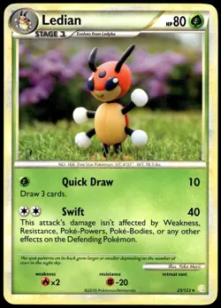 Ledian 25/123 Rare HeartGold & SoulSilver Pokemon LP - Image 1