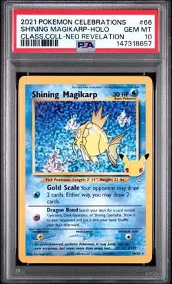 2021 Pokemon Celebrations Classic #66 Shining Magikarp Holo PSA 10 GEM MINT - Image 1