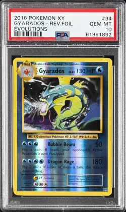 2016 POKEMON XY EVOLUTIONS #34 GYARADOS-REVERSE FOIL PSA 10 - Image 1
