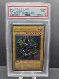 Yugioh PSA 9 2002 Dark Magician 1st Edition LDB-P005 (Portuguese) PSA 10 - Image 1