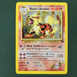 LIGHT HOLO BLEED ERROR Blaine’s Arcanine 1/132 Gym Challenge 2000 Pokemon Card - Image 1