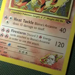 LIGHT HOLO BLEED ERROR Blaine’s Arcanine 1/132 Gym Challenge 2000 Pokemon Card - Image 3