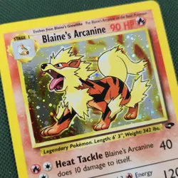 LIGHT HOLO BLEED ERROR Blaine’s Arcanine 1/132 Gym Challenge 2000 Pokemon Card - Image 4
