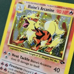 LIGHT HOLO BLEED ERROR Blaine’s Arcanine 1/132 Gym Challenge 2000 Pokemon Card - Image 5