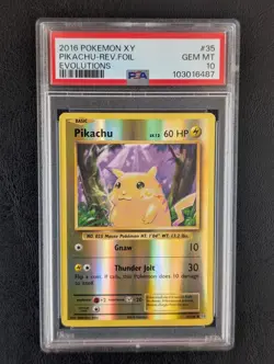 2016 Pokemon XY Evolutions Reverse Foil Holo Pikachu #35/108 Rare PSA 10 - Image 1