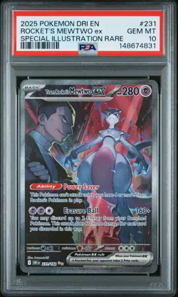 2025 POKEMON DRI EN-DESTINED RIVALS #231 TEAM ROCKET'S MEWTWO EX PSA 10 - Image 1