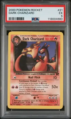 2000 POKEMON ROCKET #21/82 DARK CHARIZARD PSA 5 - Image 1