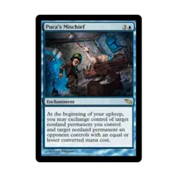 WOTC MtG Shadowmoor Puca's Mischief (R) EX - Image 1