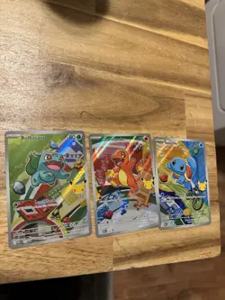 First Partner Kanto Starters Bulbasaur, Charmander, Squirtle Pokemon 3 Card Set - Image 1